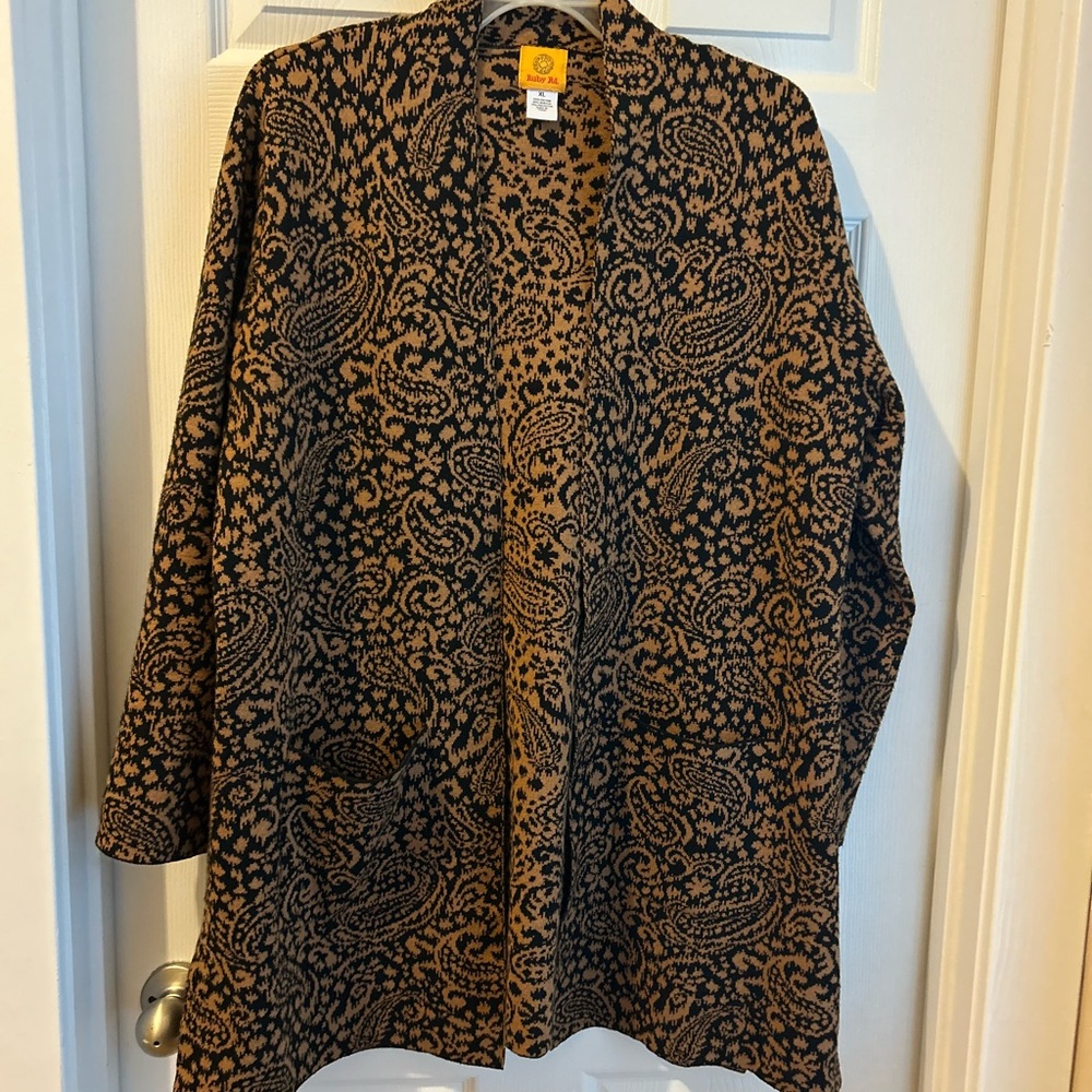 Ruby Rd. Black and Brown Paisley Blazer
